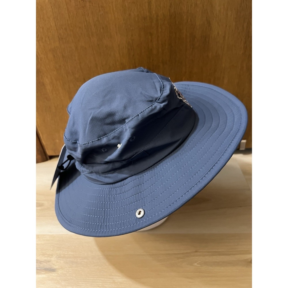 Navy Blue Sun Bucket Hat with Patriotic Moose Patch - Picture 5 of 6
